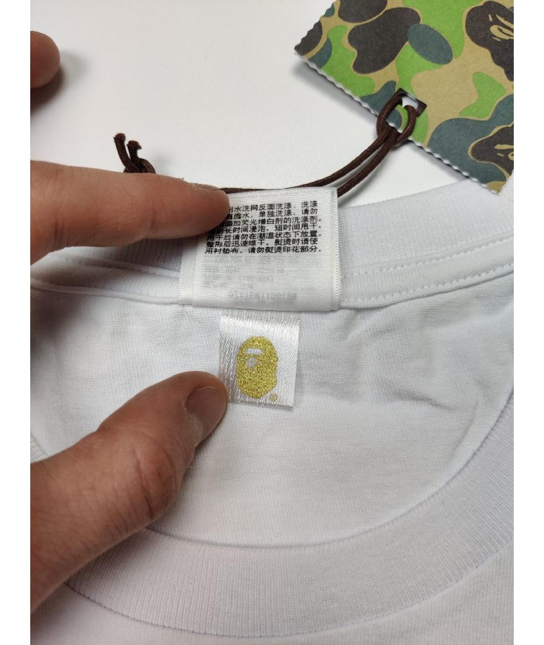 A BATHING APE Белая хлопковая футболка, фото 4