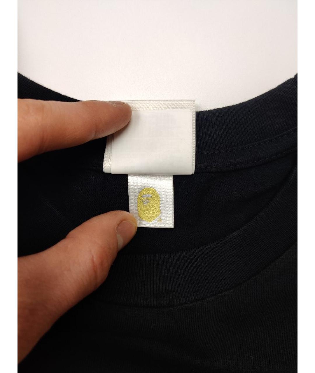 A BATHING APE Черная хлопковая футболка, фото 4