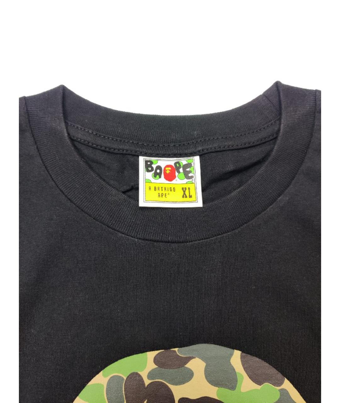 A BATHING APE Черная хлопковая футболка, фото 3