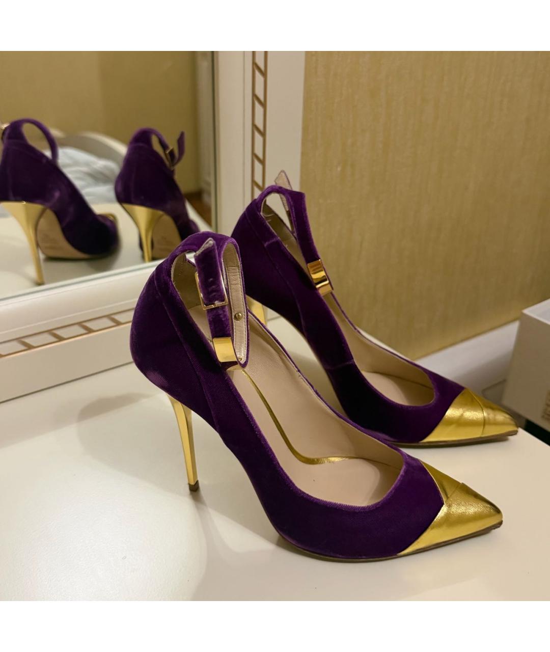 BALMAIN Фиолетовые бархатные туфли, фото 5