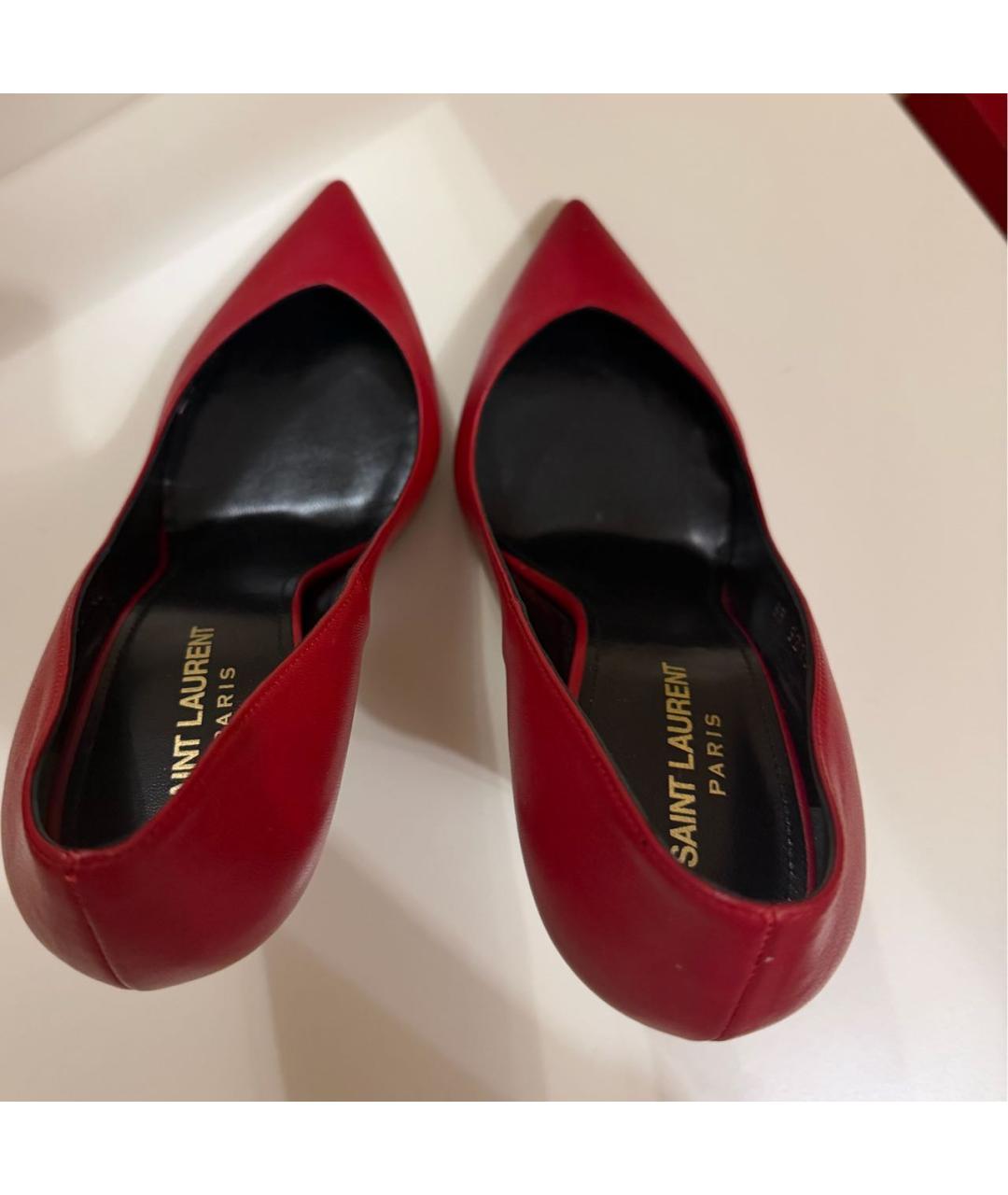 SAINT LAURENT Бордовые кожаные туфли, фото 3