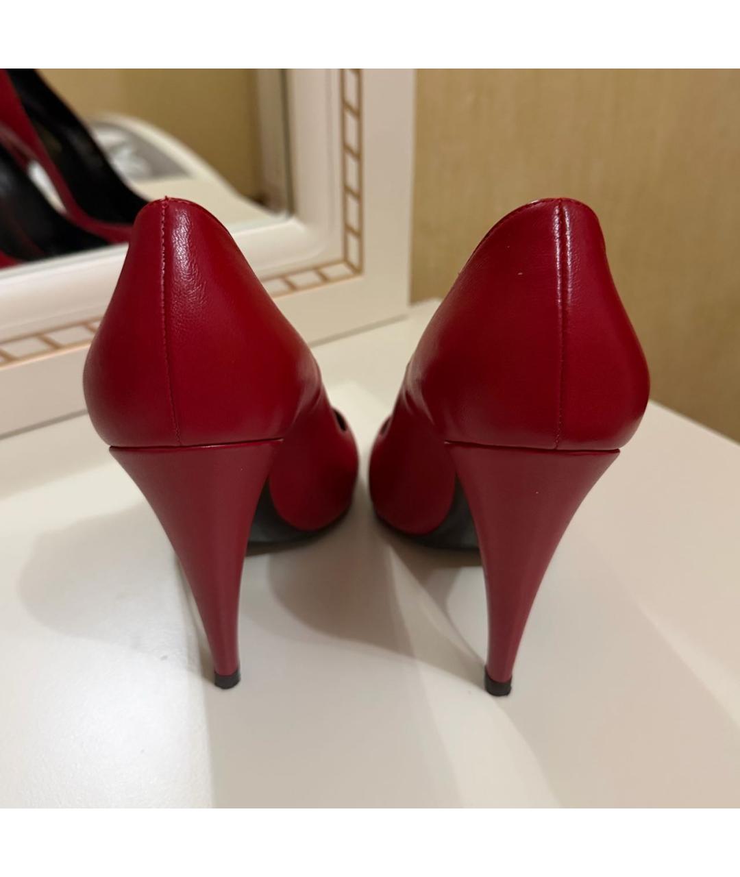 SAINT LAURENT Бордовые кожаные туфли, фото 4