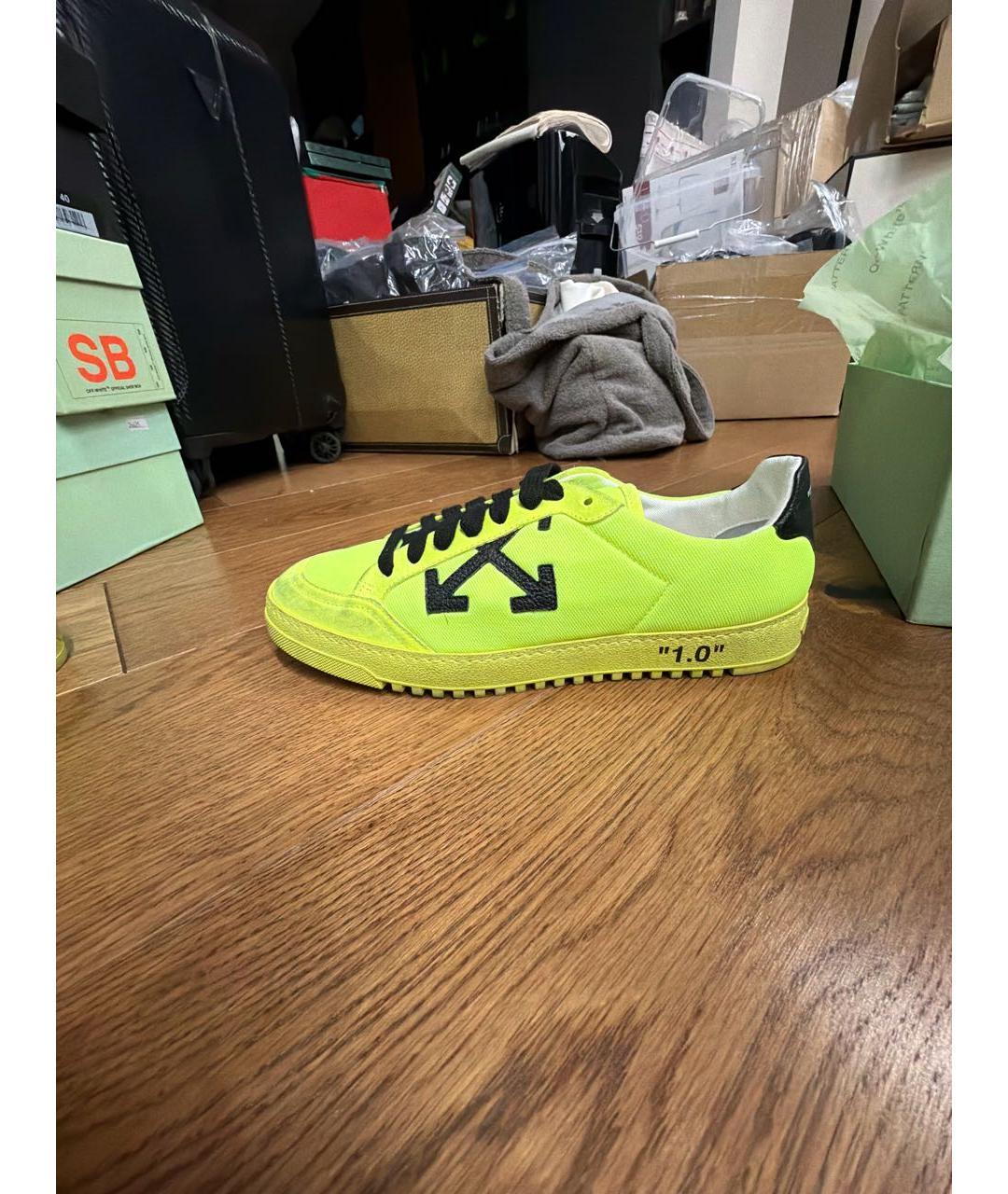 OFF-WHITE Салатовые низкие кроссовки / кеды, фото 5