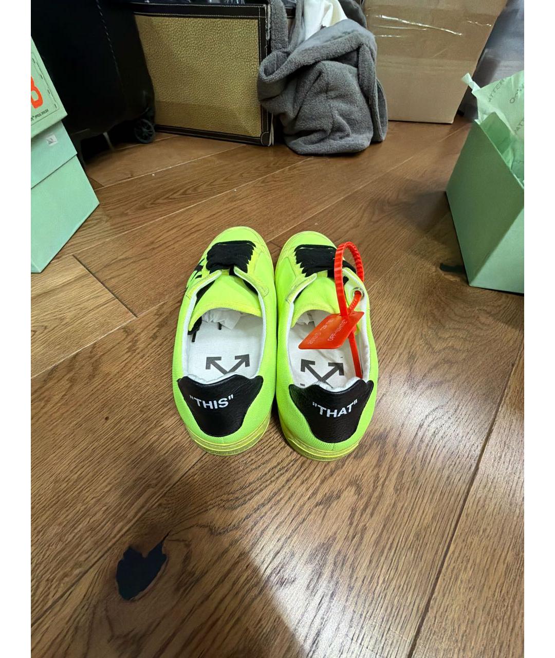 OFF-WHITE Салатовые низкие кроссовки / кеды, фото 3