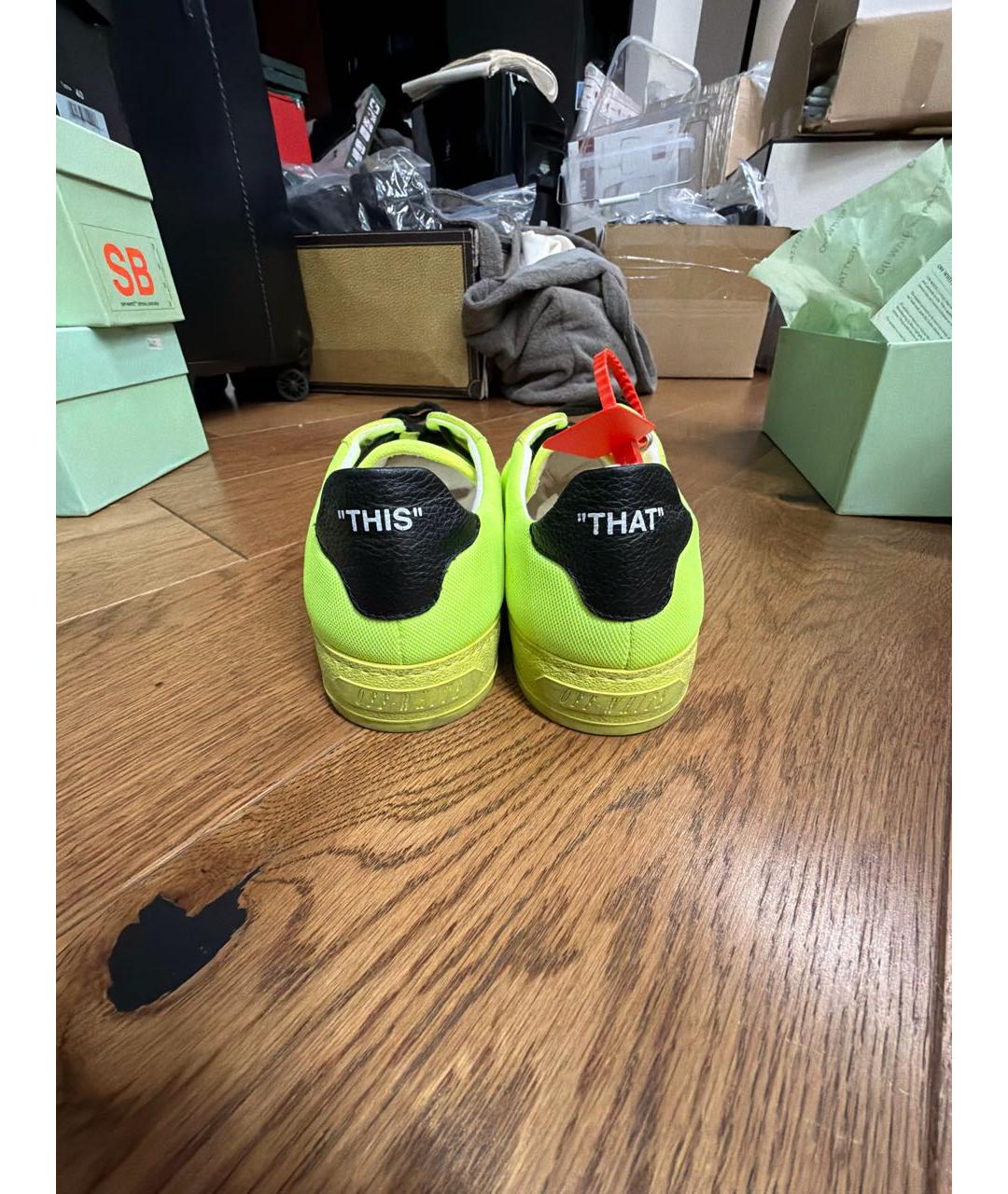 OFF-WHITE Салатовые низкие кроссовки / кеды, фото 4