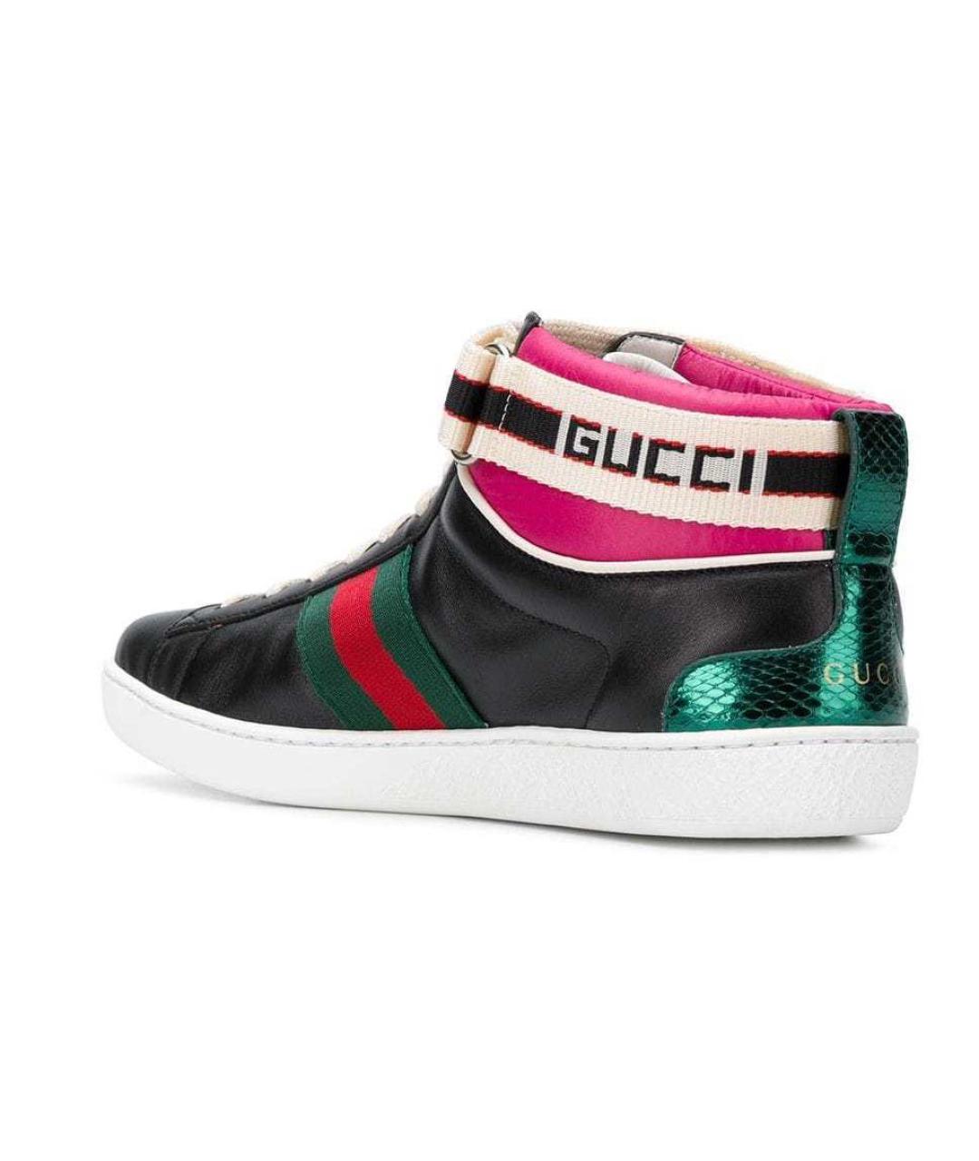 GUCCI Черные кожаные кеды, фото 2