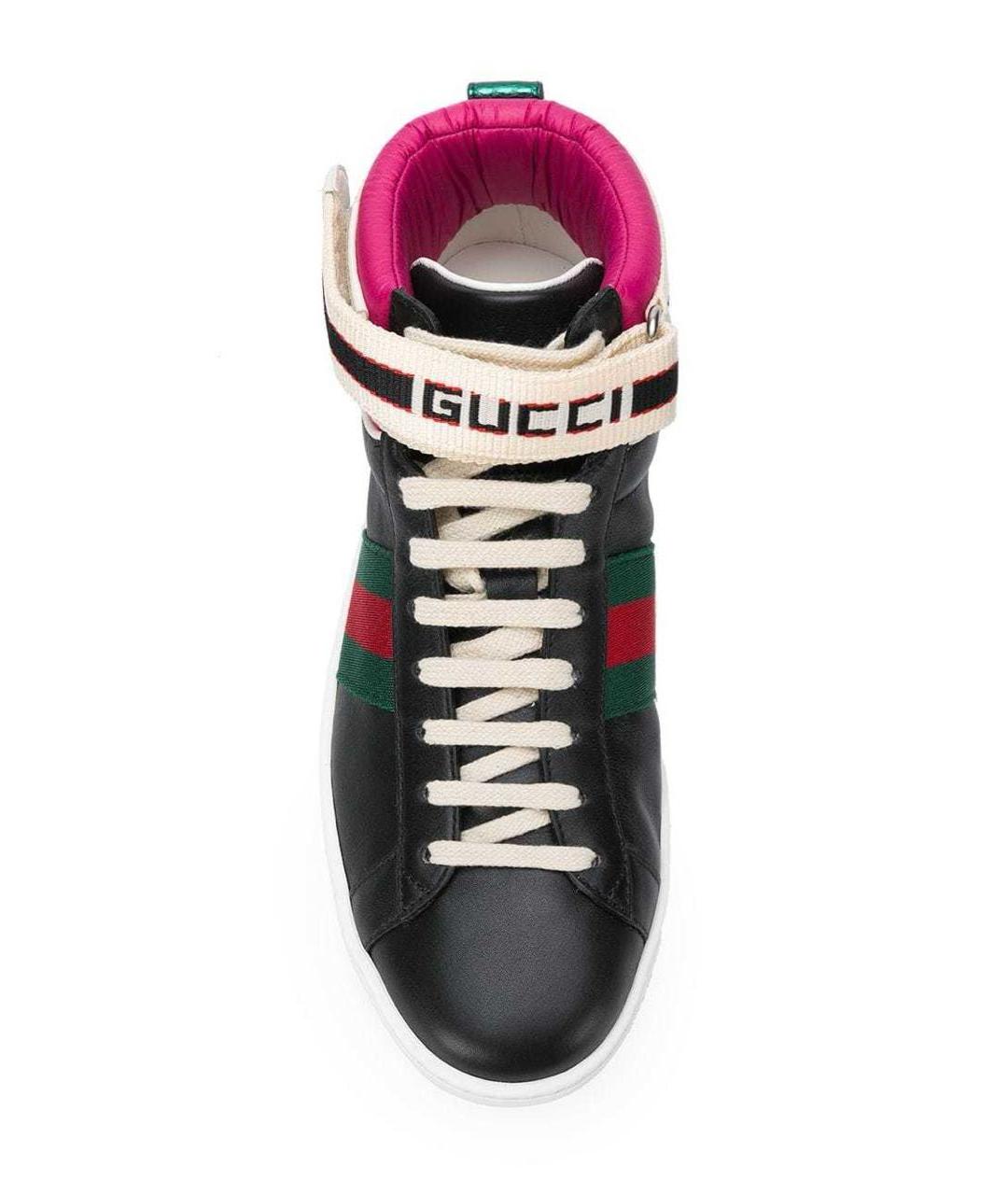 GUCCI Черные кожаные кеды, фото 3