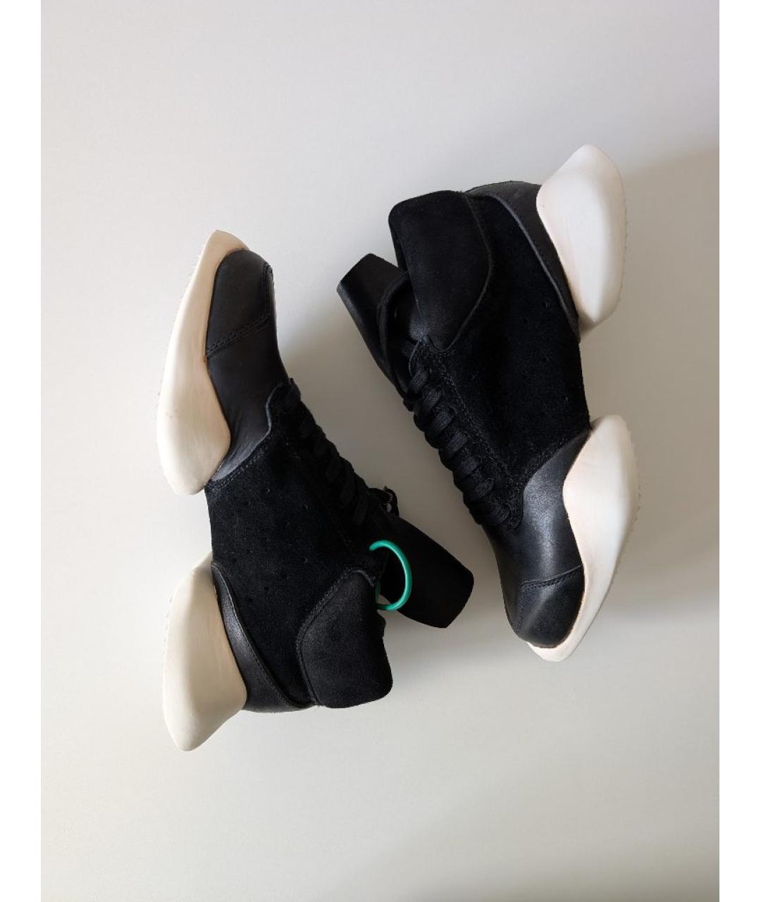 RICK OWENS Черные кожаные кроссовки, фото 3