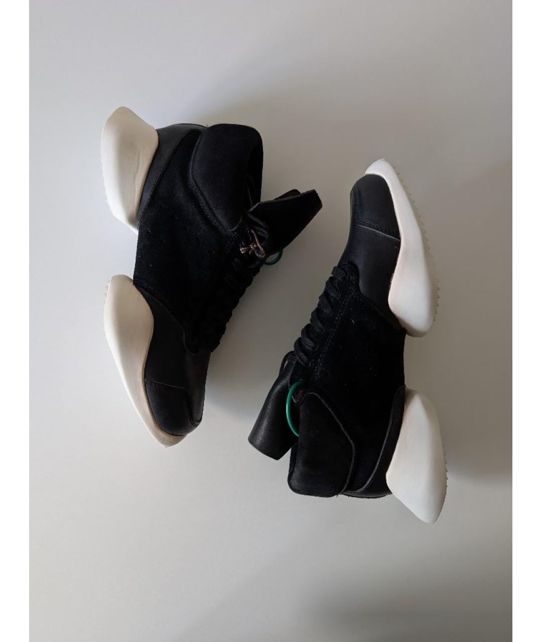 RICK OWENS Черные кожаные кроссовки, фото 2