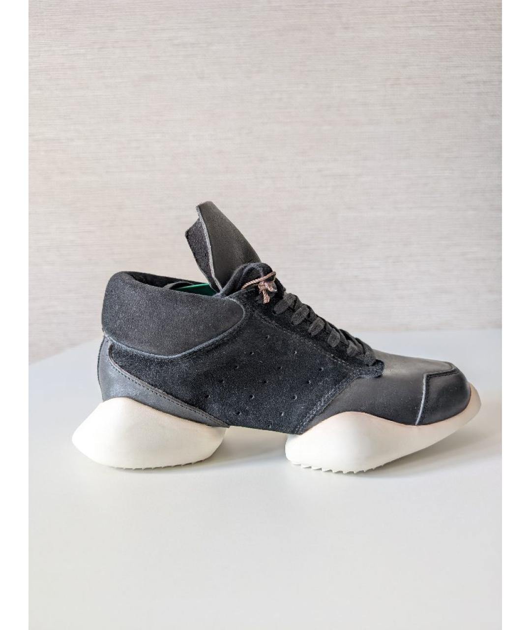 RICK OWENS Черные кожаные кроссовки, фото 10