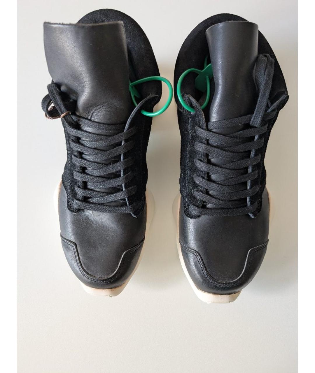 RICK OWENS Черные кожаные кроссовки, фото 4