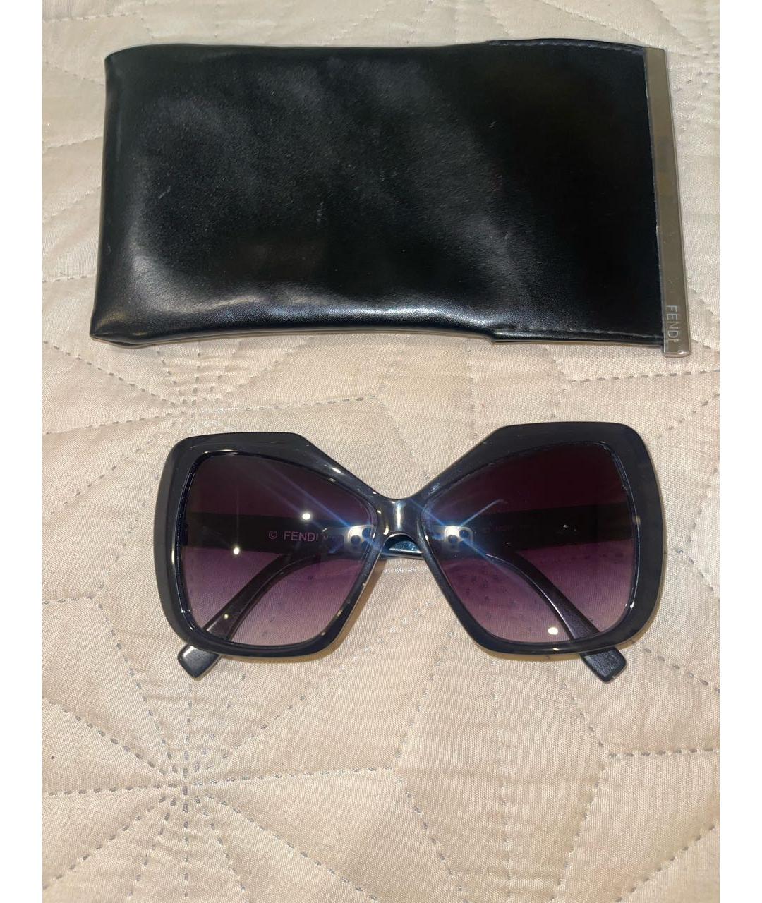 FENDI Черные пластиковые солнцезащитные очки, фото 2