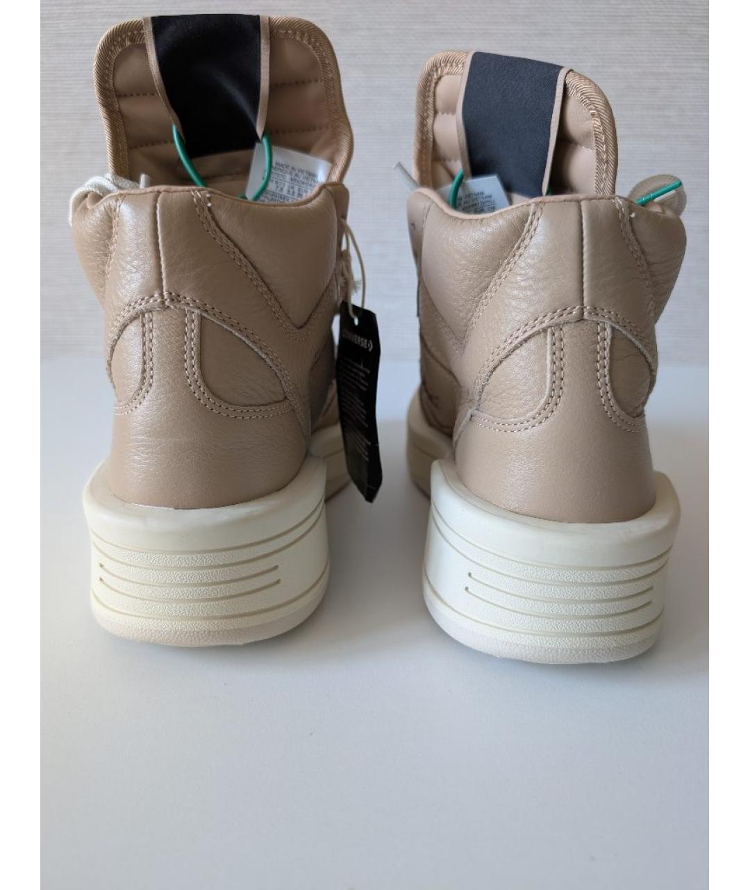 RICK OWENS Бежевые кожаные кеды, фото 5