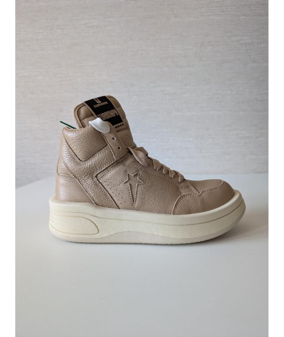 RICK OWENS Бежевые кожаные кеды, фото 10