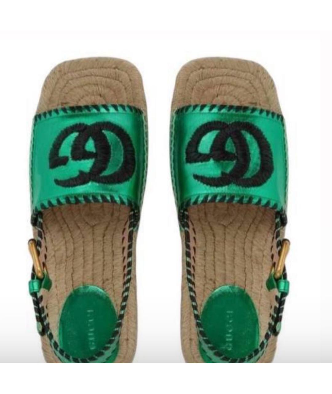 GUCCI Зеленые кожаные сандалии, фото 4