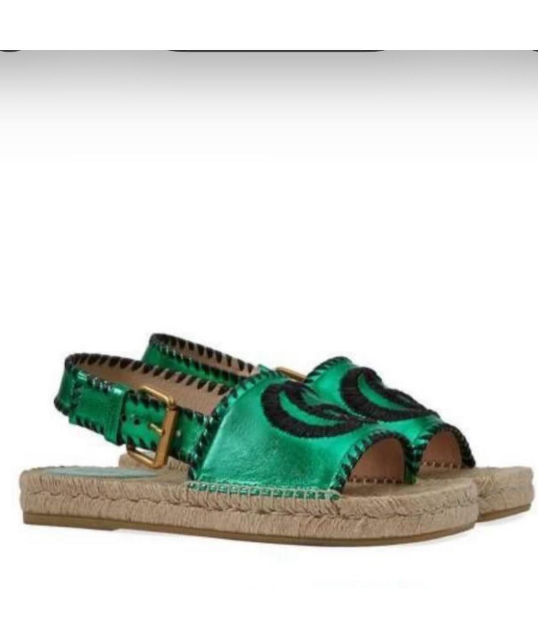 GUCCI Зеленые кожаные сандалии, фото 2