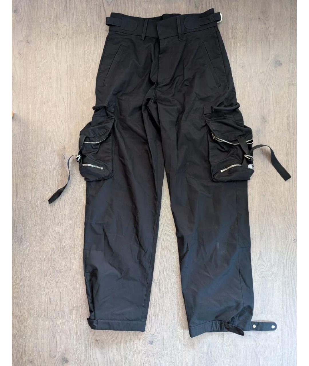 OFF-WHITE Черные хлопковые повседневные брюки, фото 2