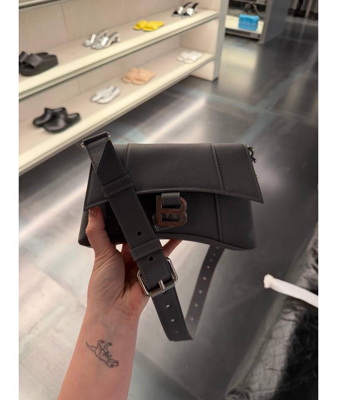 BALENCIAGA Черная кожаная сумка через плечо, фото 4
