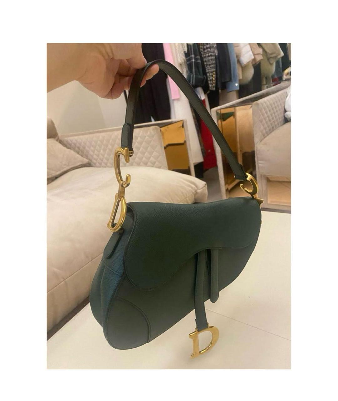 CHRISTIAN DIOR Зеленая кожаная сумка с короткими ручками, фото 2