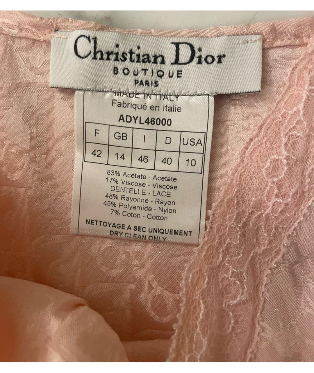 CHRISTIAN DIOR Розовое ацетатное платье, фото 3