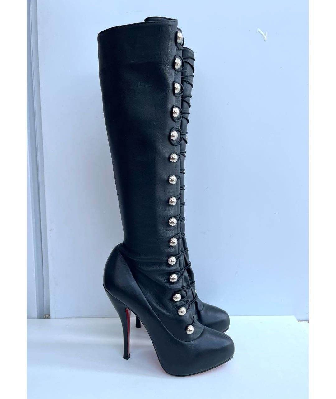 CHRISTIAN LOUBOUTIN Черные кожаные сапоги, фото 9
