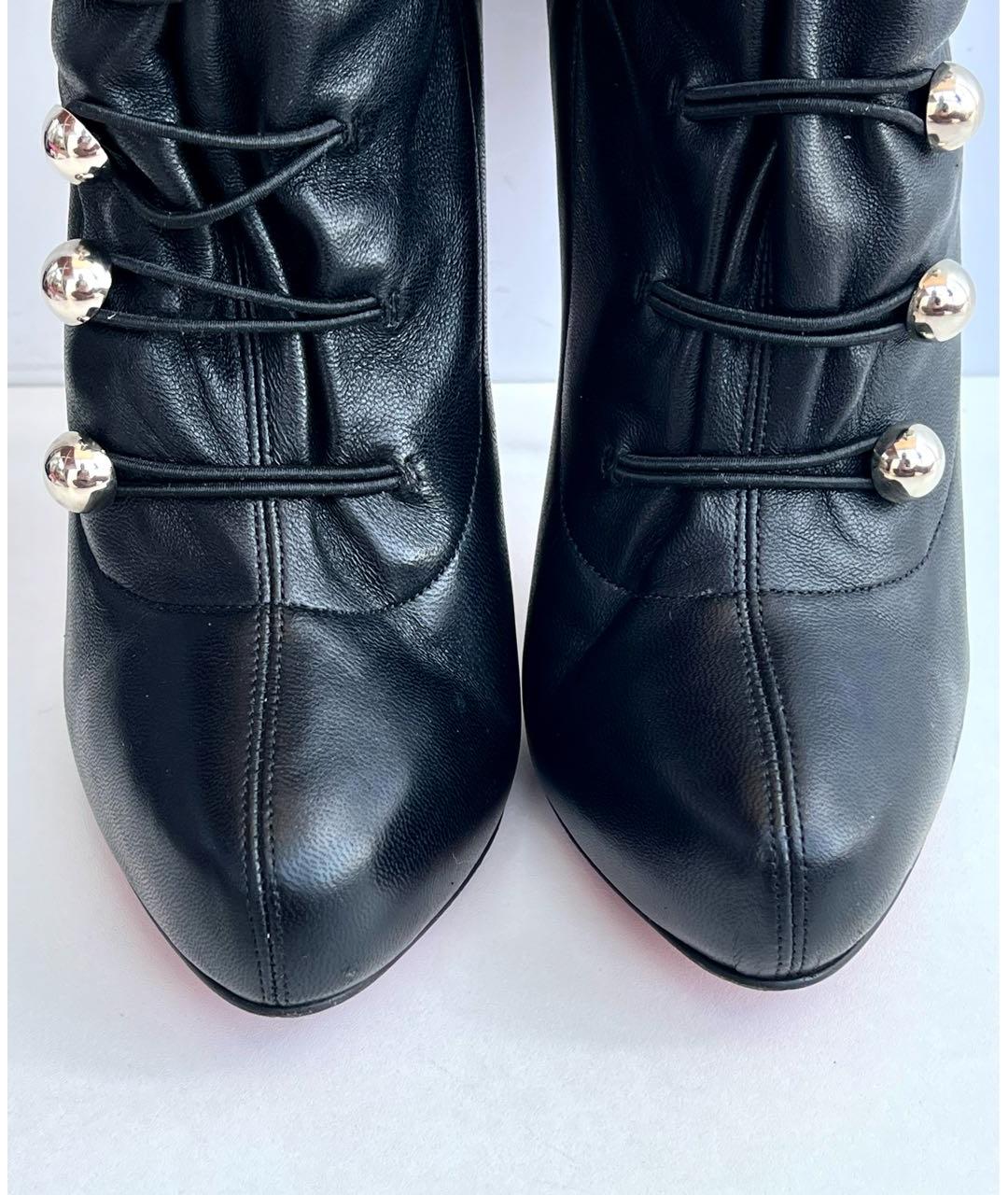 CHRISTIAN LOUBOUTIN Черные кожаные сапоги, фото 6
