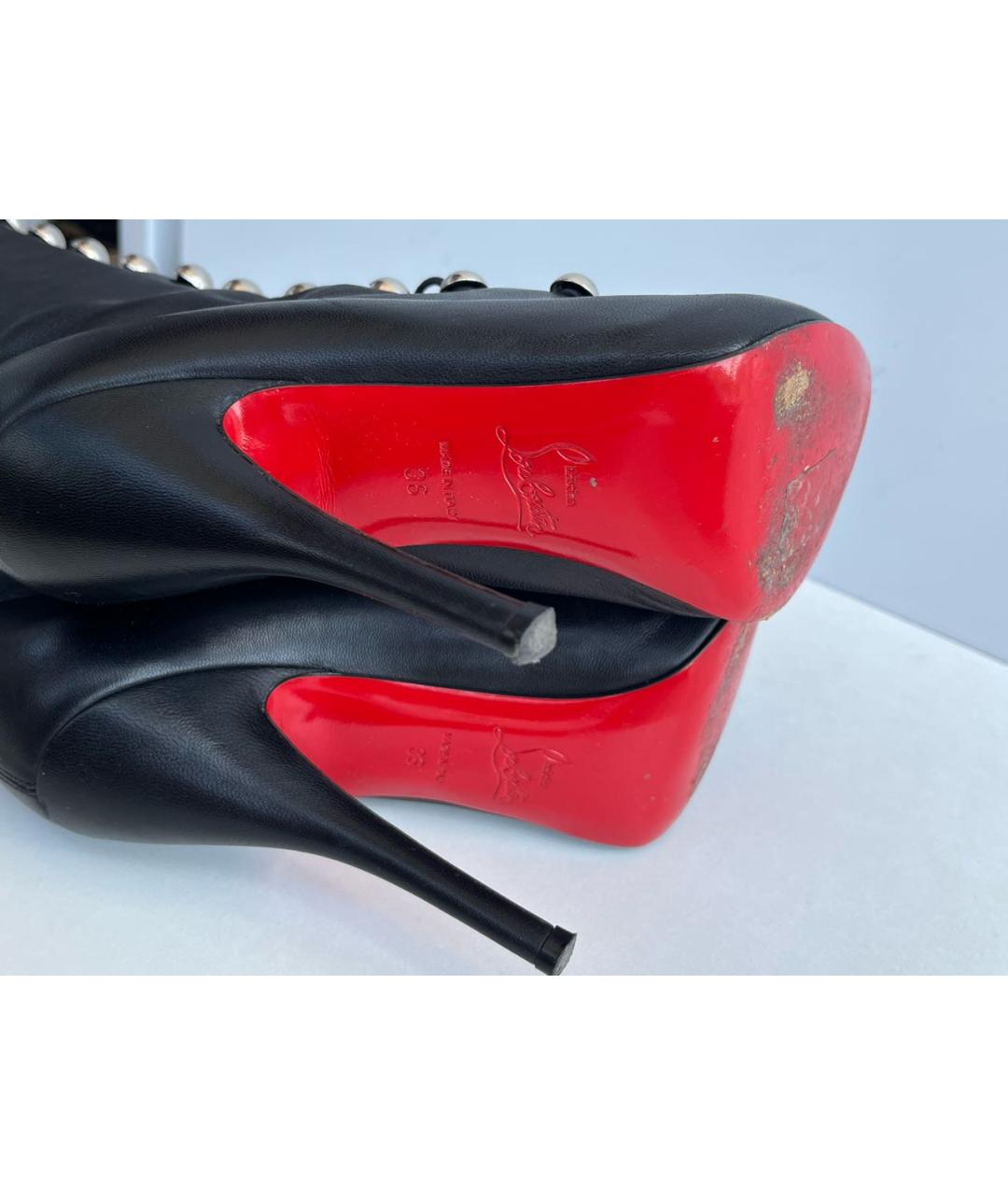 CHRISTIAN LOUBOUTIN Черные кожаные сапоги, фото 5