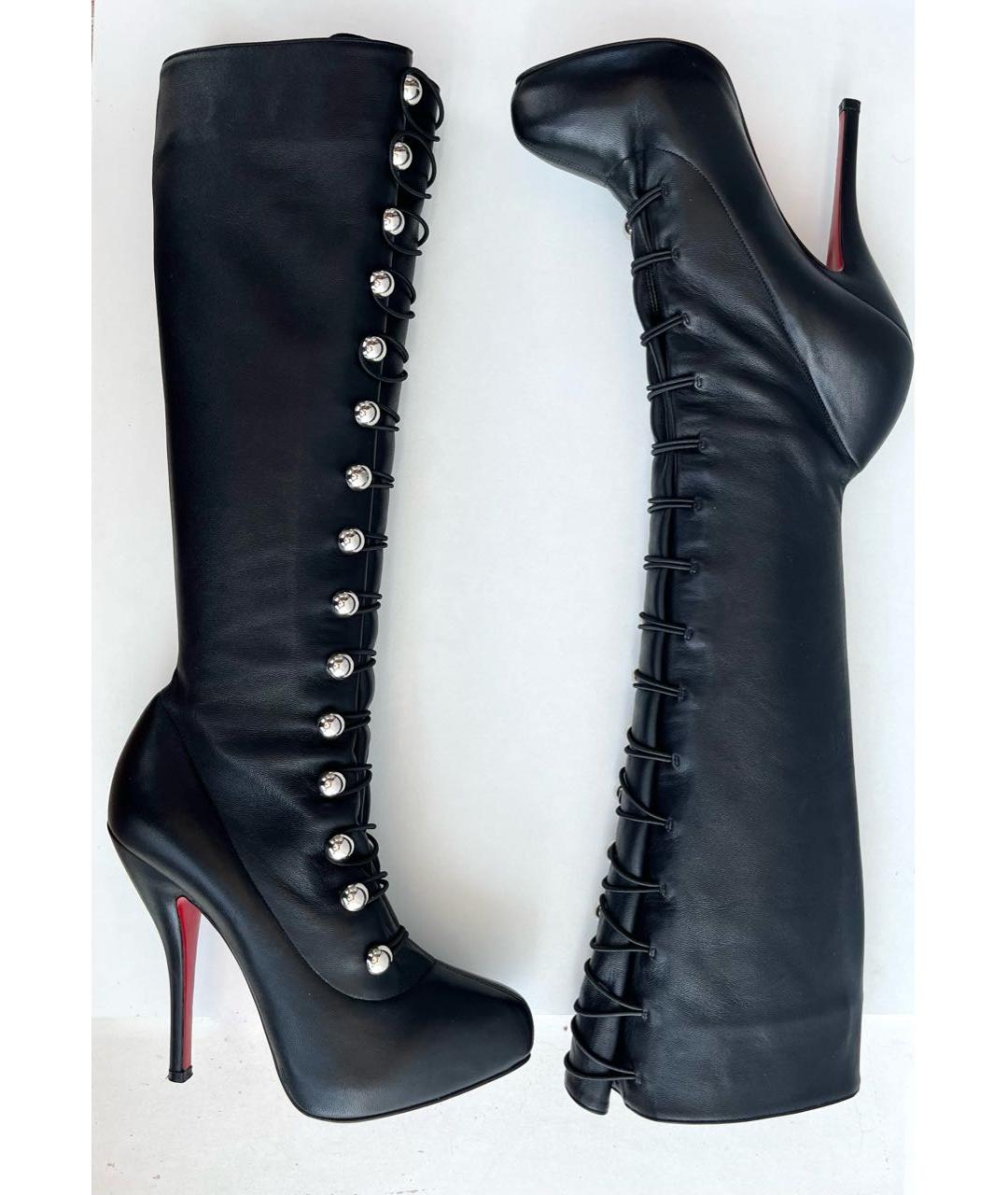 CHRISTIAN LOUBOUTIN Черные кожаные сапоги, фото 7