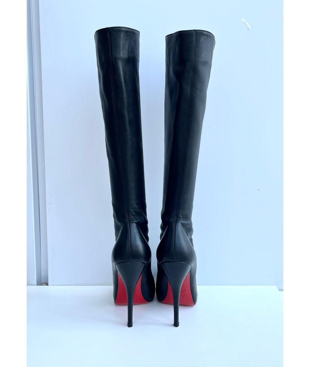 CHRISTIAN LOUBOUTIN Черные кожаные сапоги, фото 4