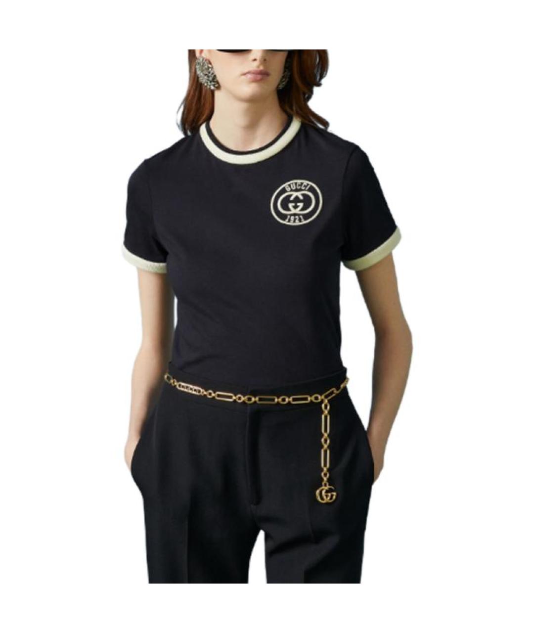 GUCCI Черная хлопковая футболка, фото 4
