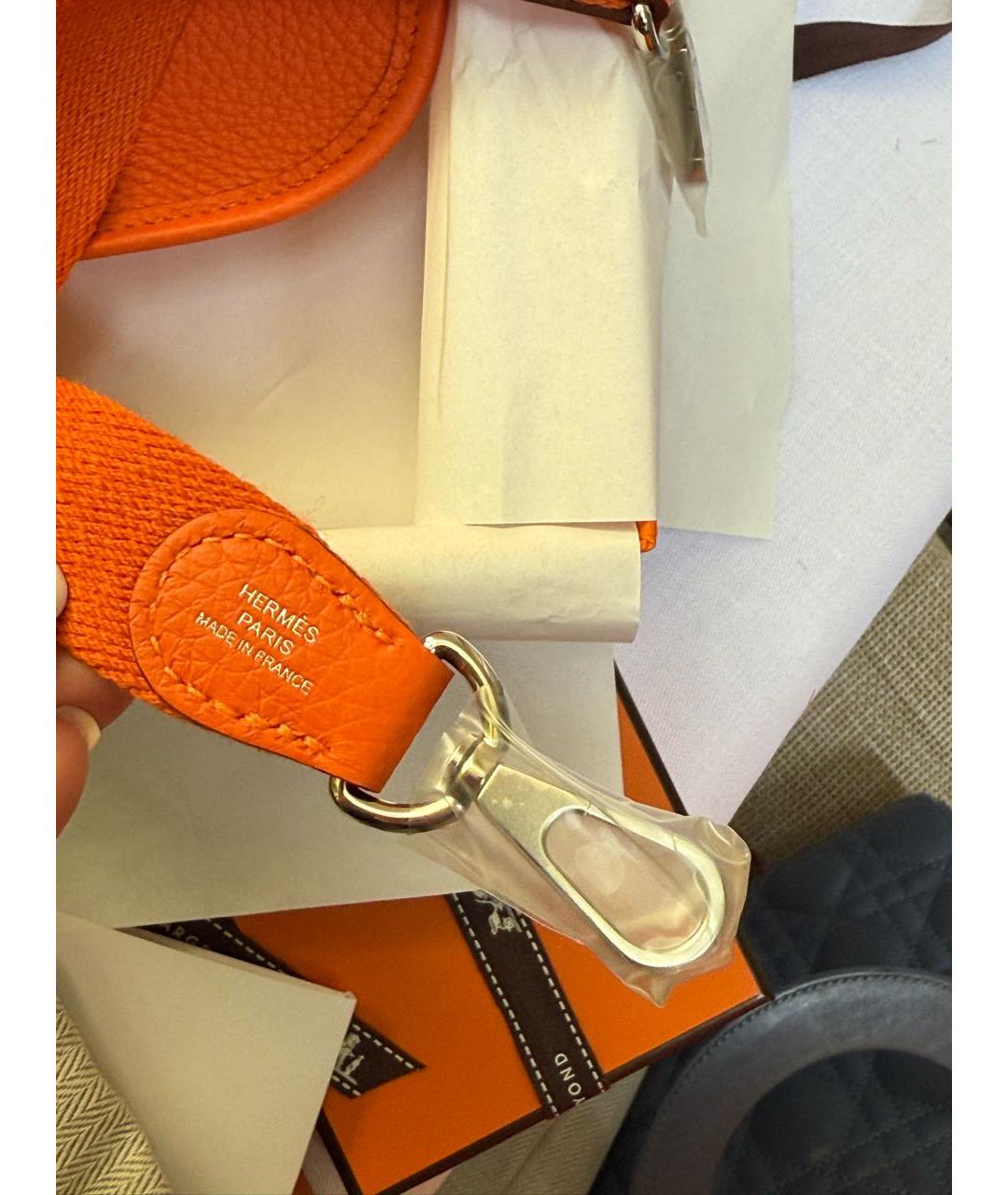 HERMES Оранжевая кожаная сумка через плечо, фото 4