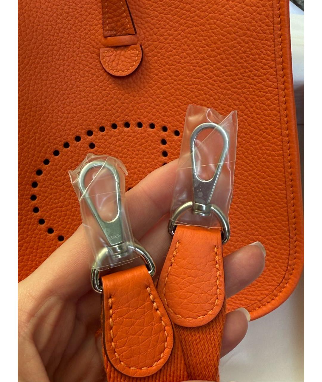 HERMES Оранжевая кожаная сумка через плечо, фото 5