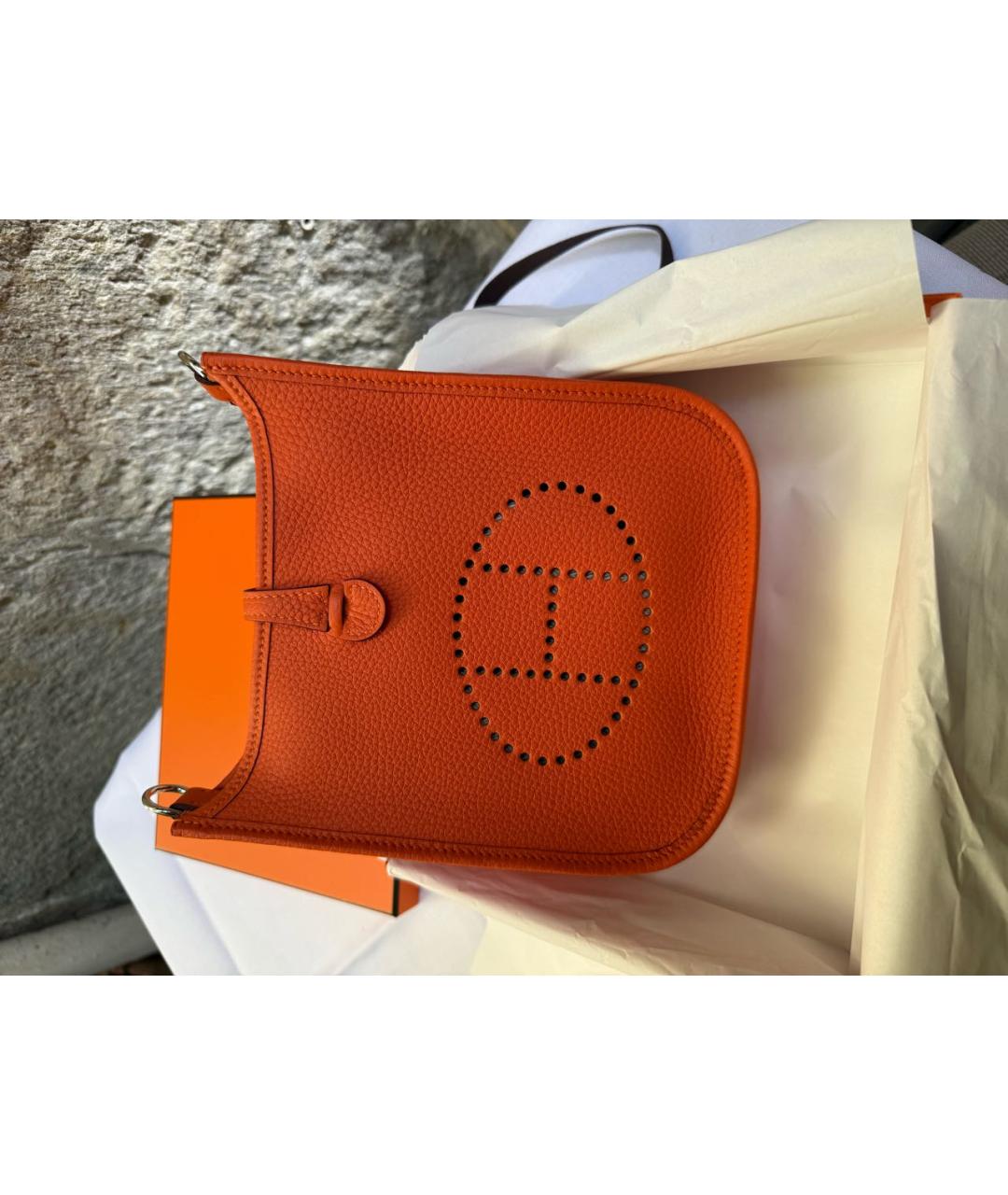 HERMES Оранжевая кожаная сумка через плечо, фото 2
