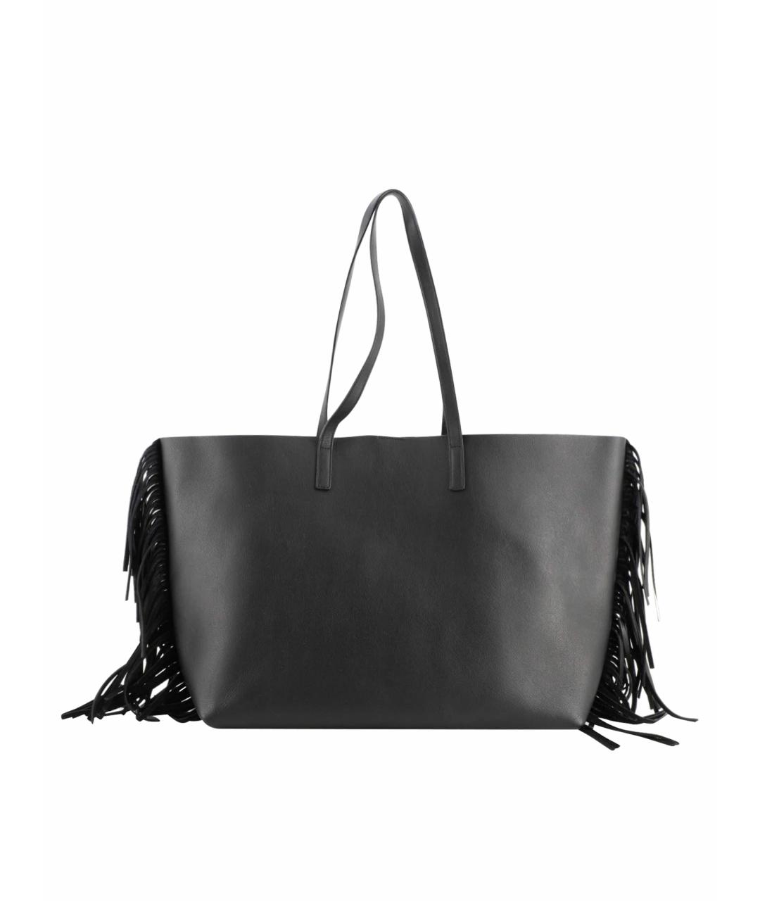 SAINT LAURENT Черная кожаная сумка тоут, фото 1