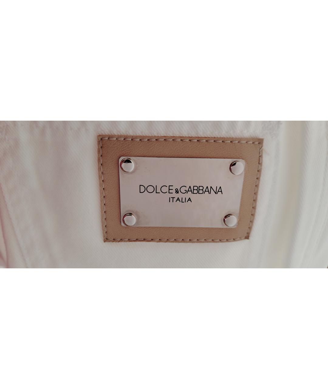 DOLCE&GABBANA Белые хлопковые джинсы клеш, фото 4