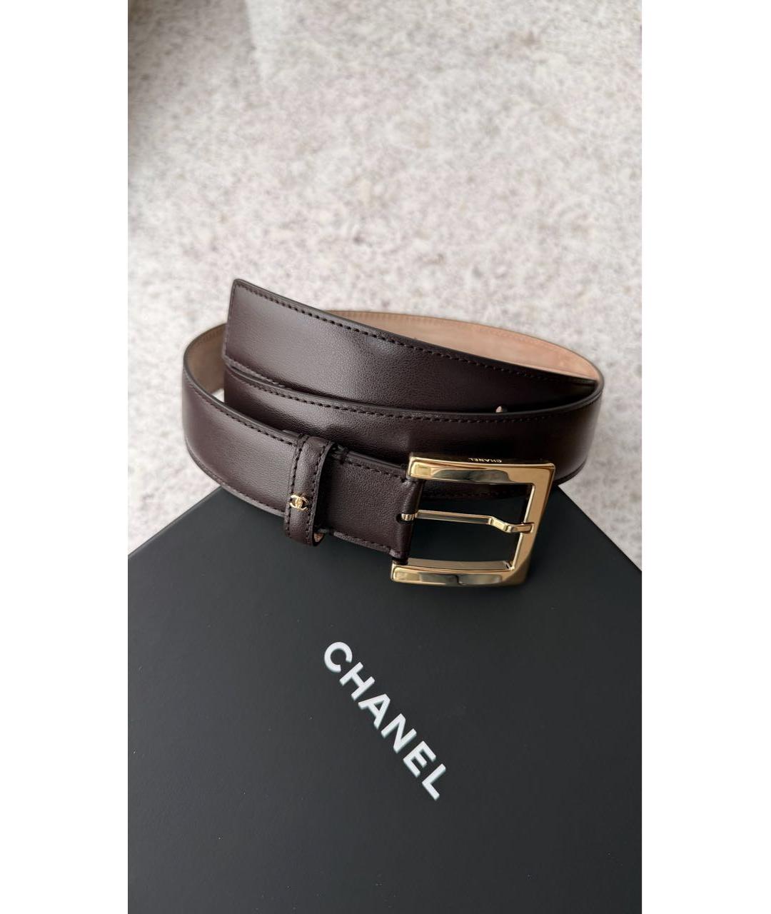 CHANEL Коричневый кожаный ремень, фото 3