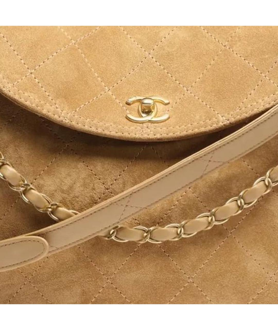 CHANEL Бежевая кожаная сумка через плечо, фото 3