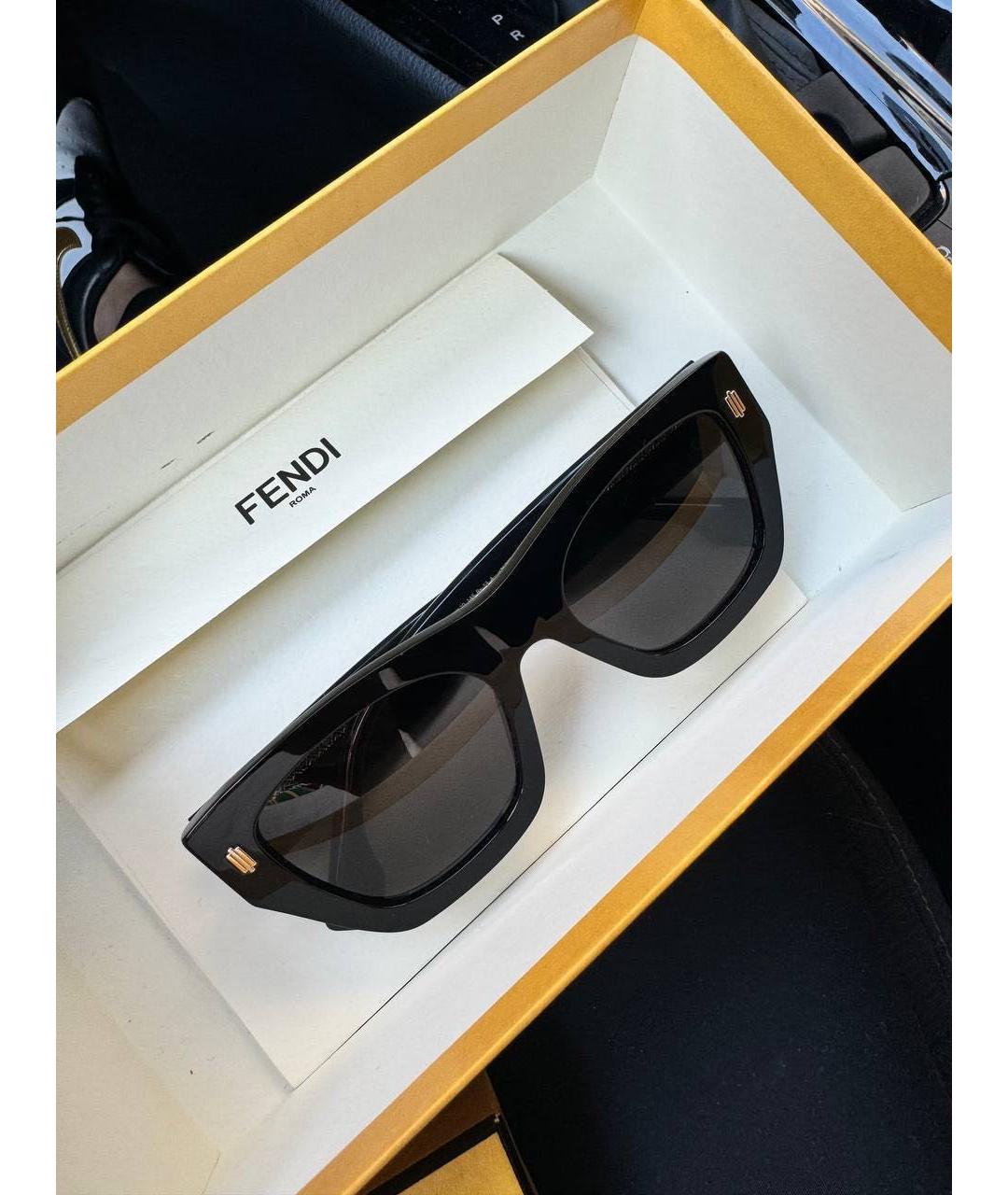 FENDI Черные пластиковые солнцезащитные очки, фото 6