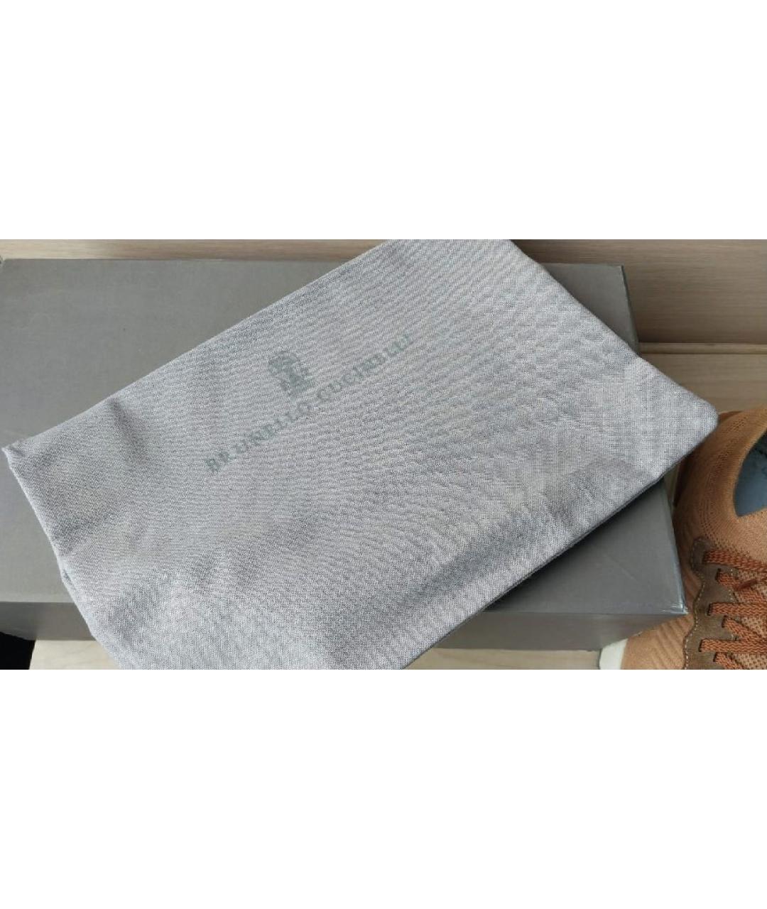 BRUNELLO CUCINELLI Горчичные текстильные низкие кроссовки / кеды, фото 5
