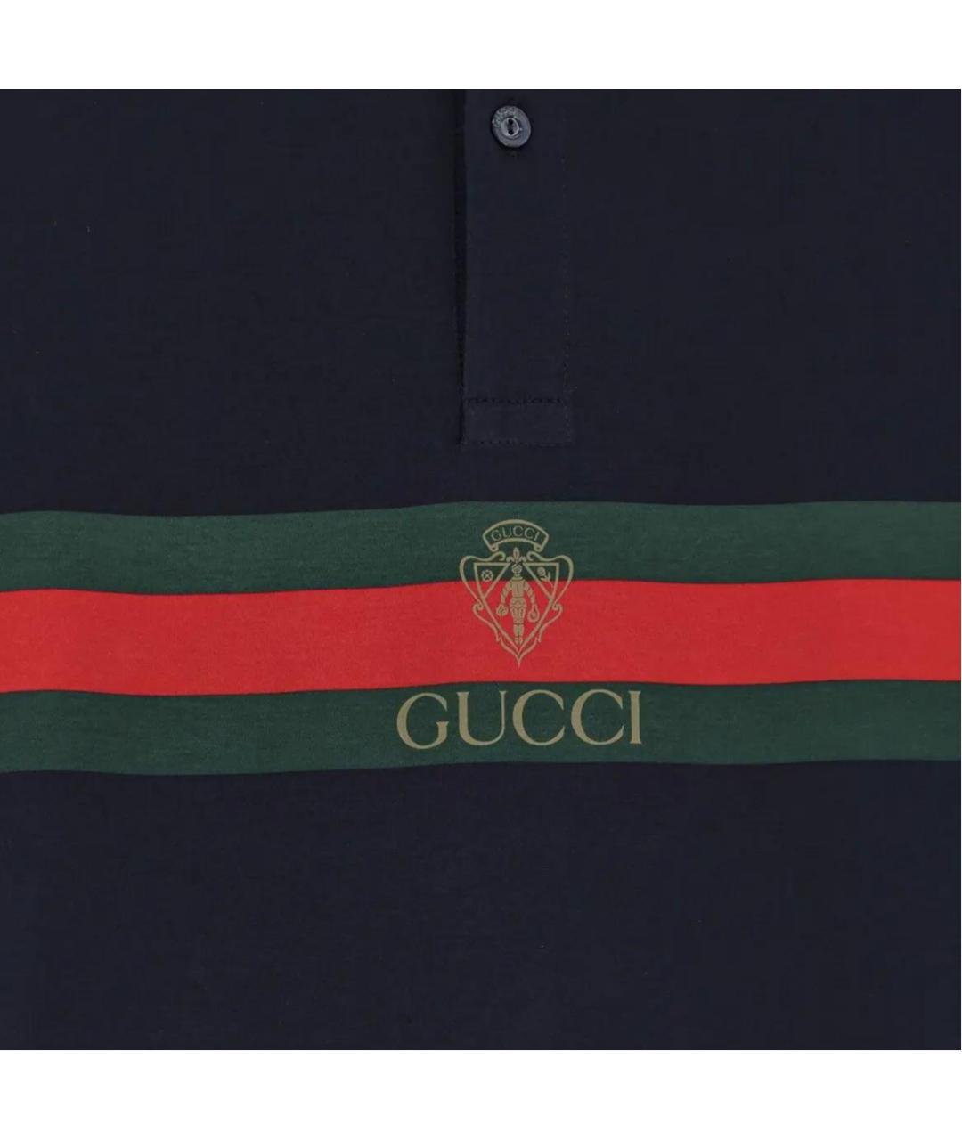 GUCCI Темно-синее поло с коротким рукавом, фото 3