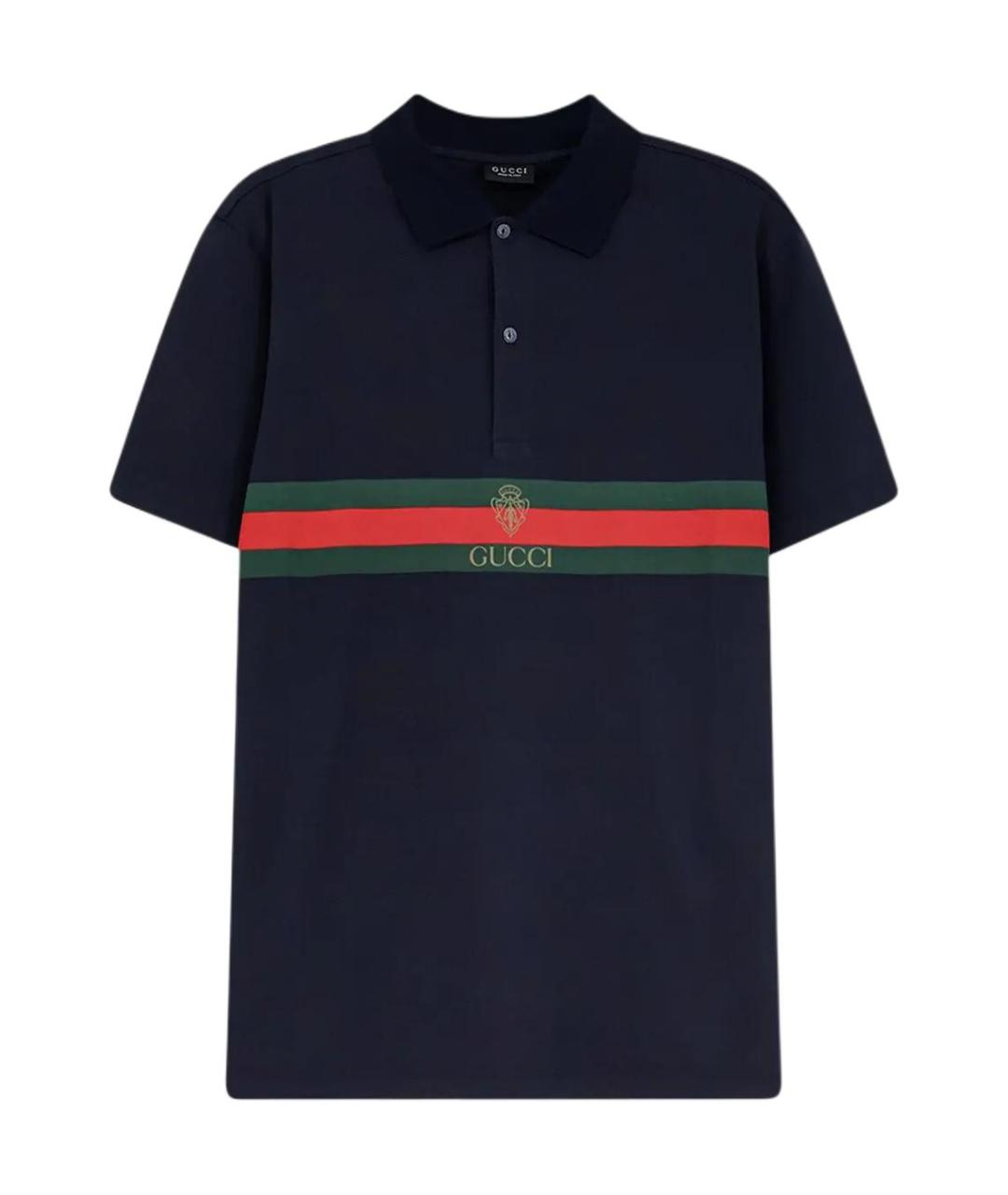 GUCCI Темно-синее поло с коротким рукавом, фото 1