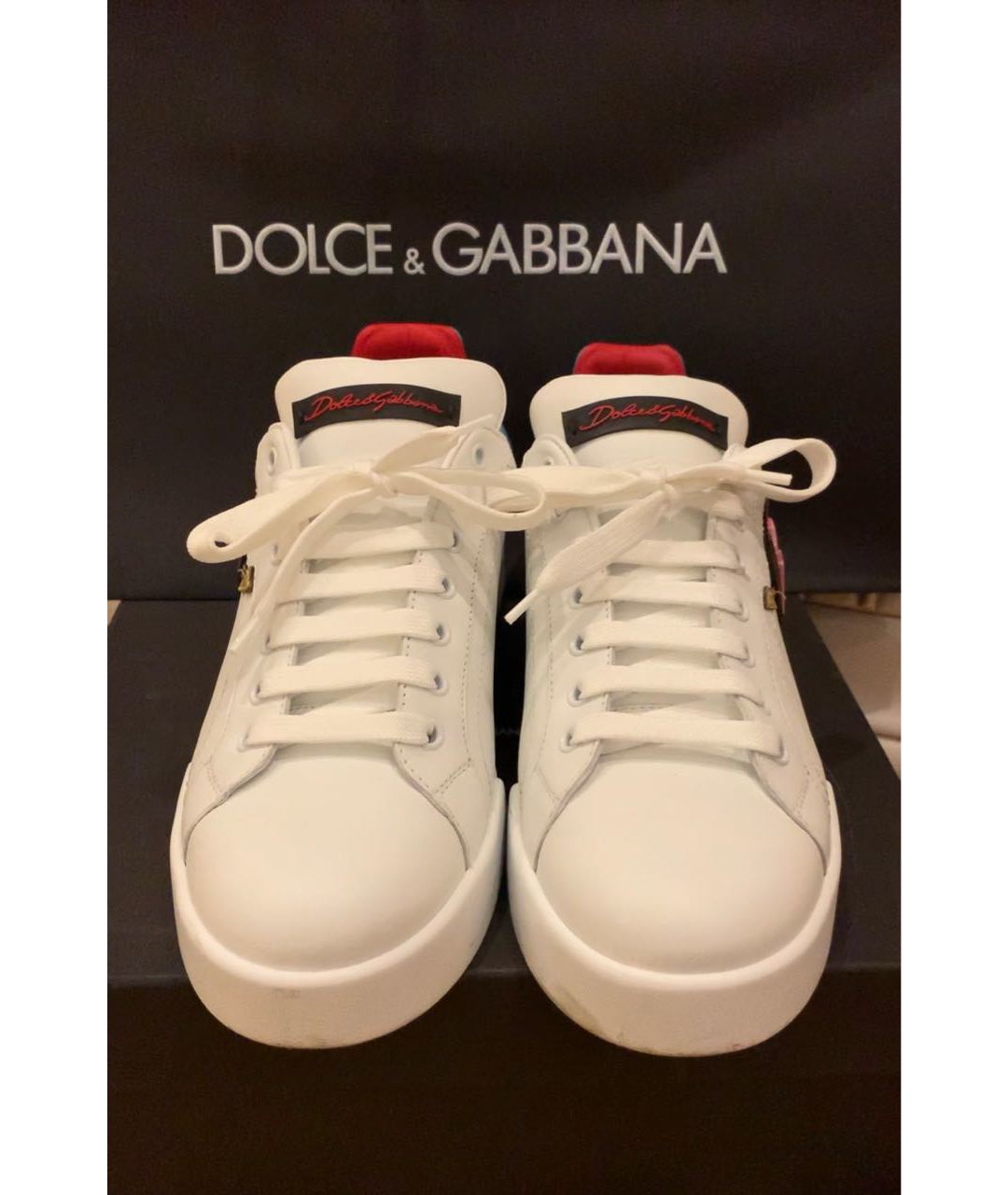 DOLCE&GABBANA Белые кожаные кроссовки, фото 2