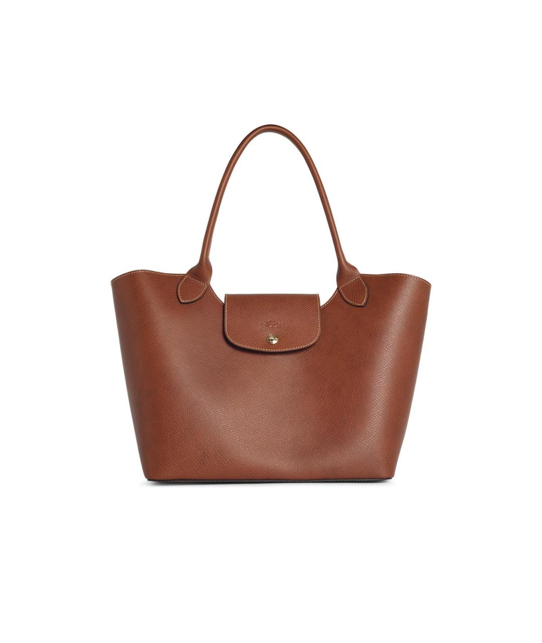 LONGCHAMP Коричневая кожаная сумка тоут, фото 1