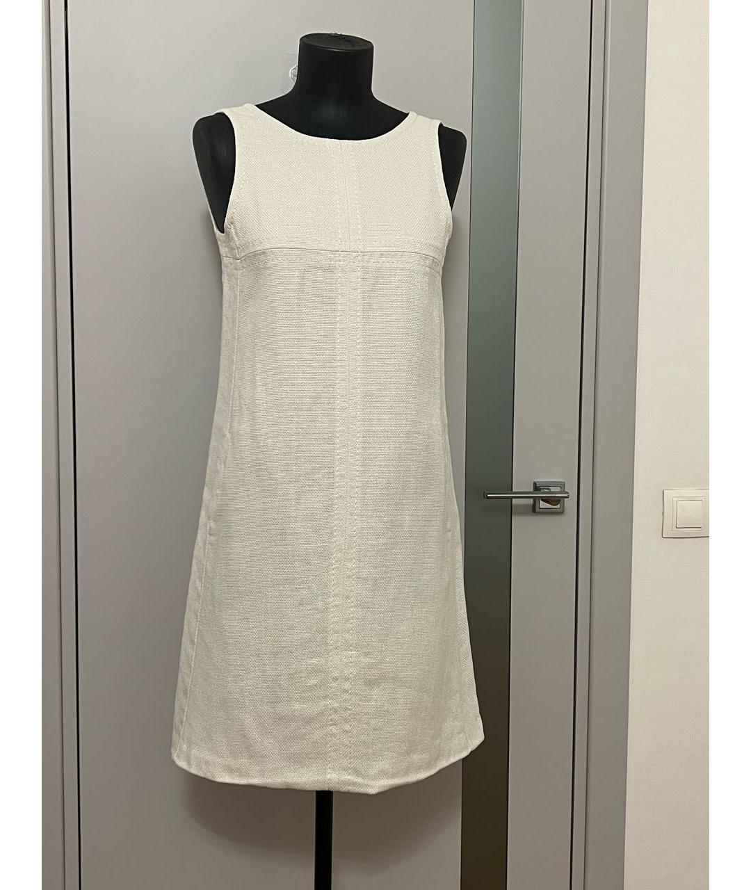 'S MAX MARA Белое льняное повседневное платье, фото 8