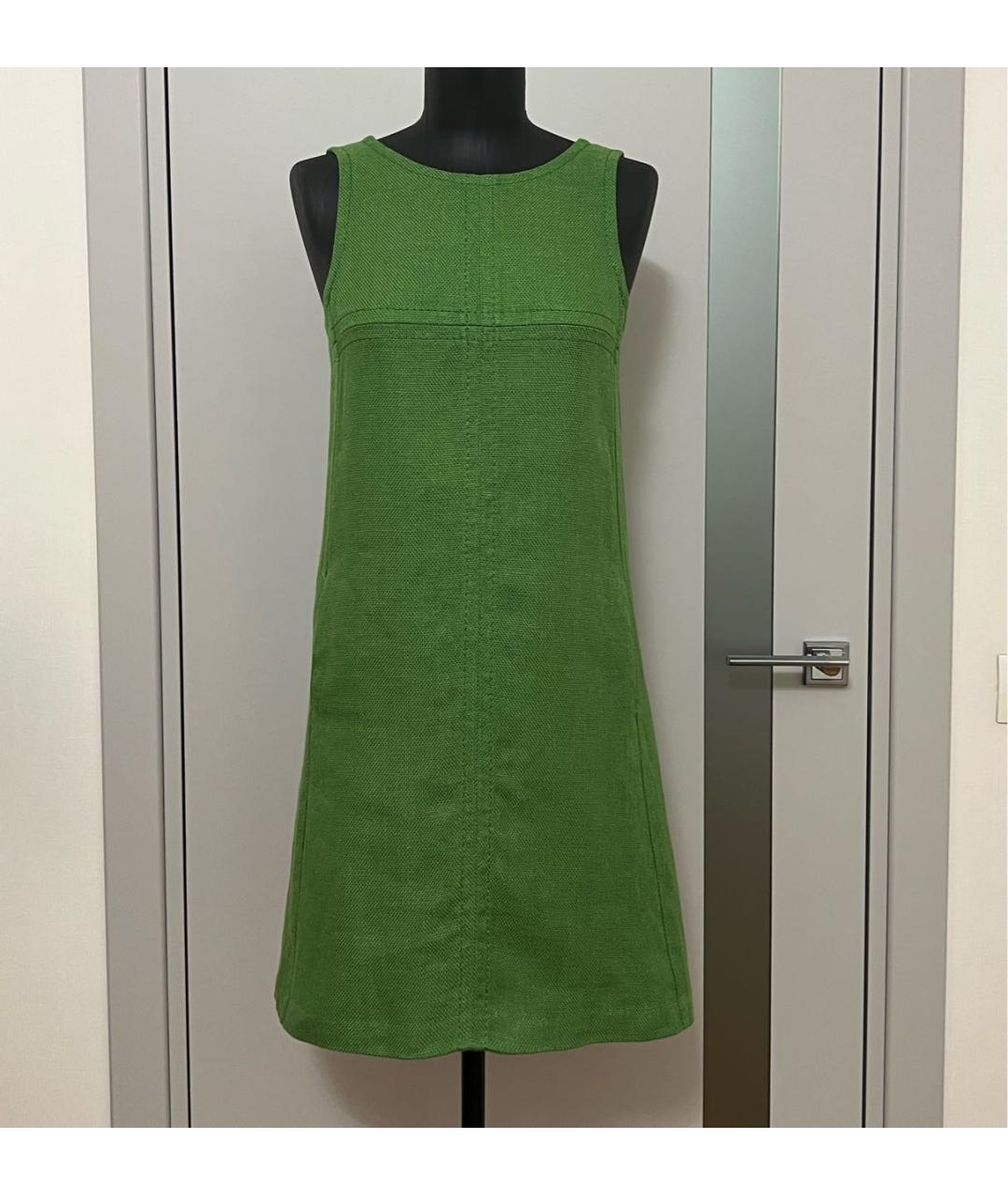'S MAX MARA Зеленое льняное платье, фото 8
