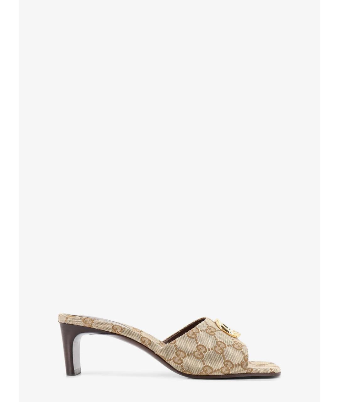 GUCCI Бежевые текстильные мюли, фото 5