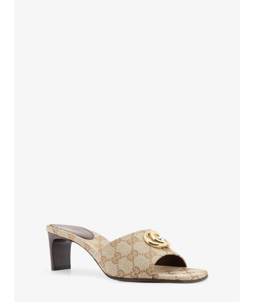 GUCCI Бежевые текстильные мюли, фото 4