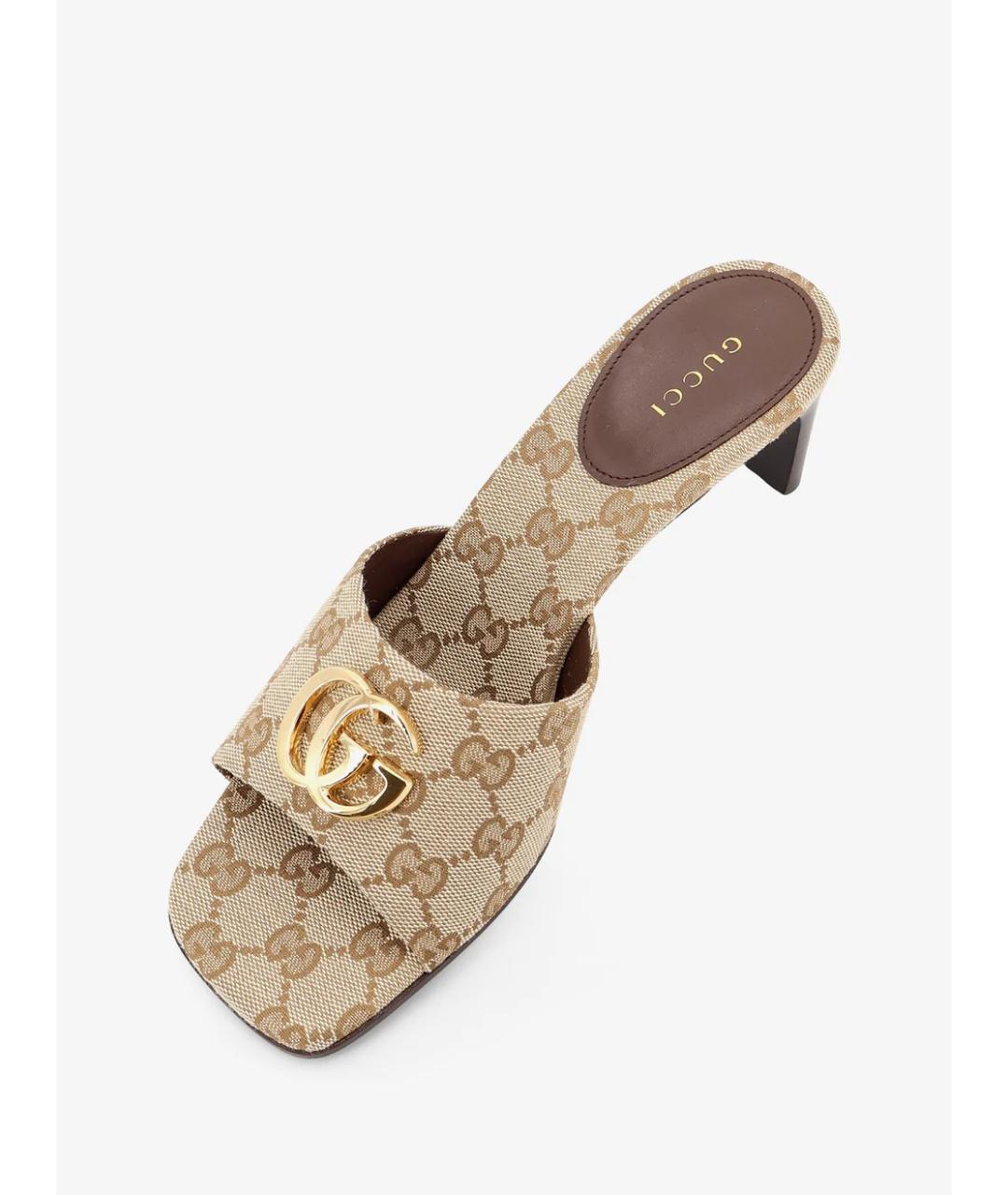 GUCCI Бежевые текстильные мюли, фото 2