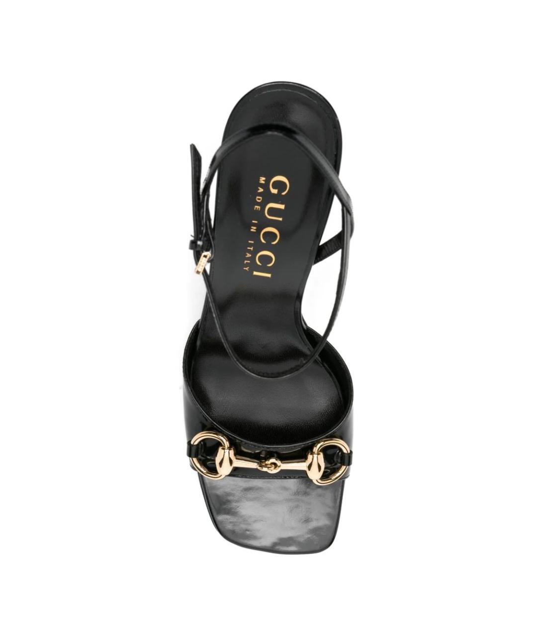 GUCCI Черные кожаные босоножки, фото 4