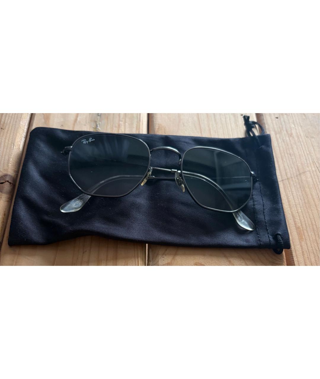RAY BAN Антрацитовые металлические солнцезащитные очки, фото 4